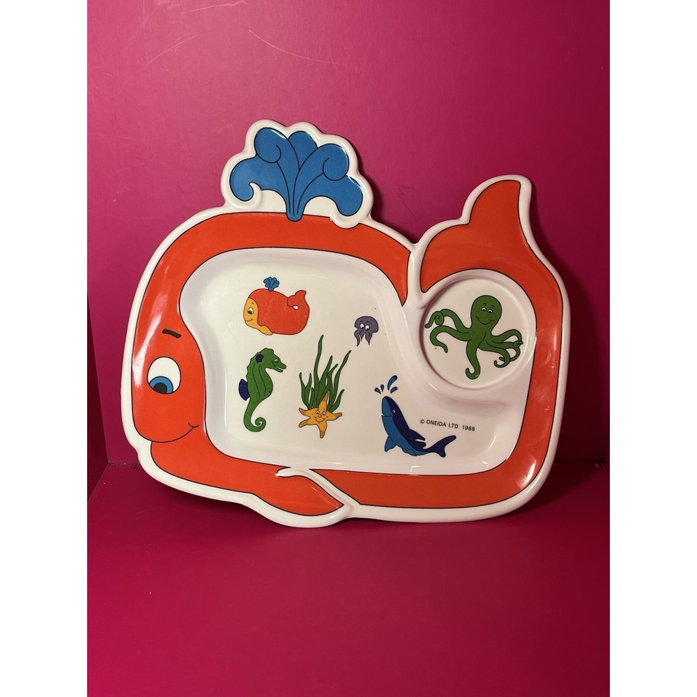 Vintage Oneida Melamine 1988 Whale Divided Child's / Kids Plate Rare